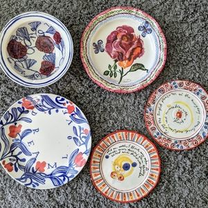 Four Anthropologie Plates + One Bowl